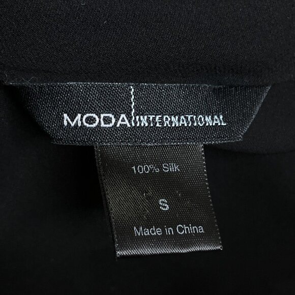 Vintage 90s 00s Y2K Moda International Victoria's Secret S Black Silk Bow‎ Top - Picture 4 of 4